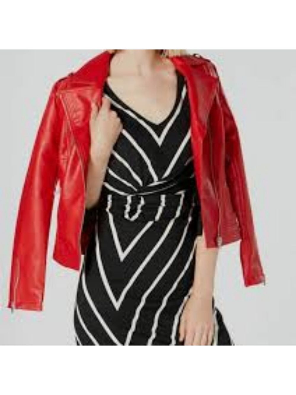 Inc black faux wraparound dress slimming black white dress  3/4 sleeve